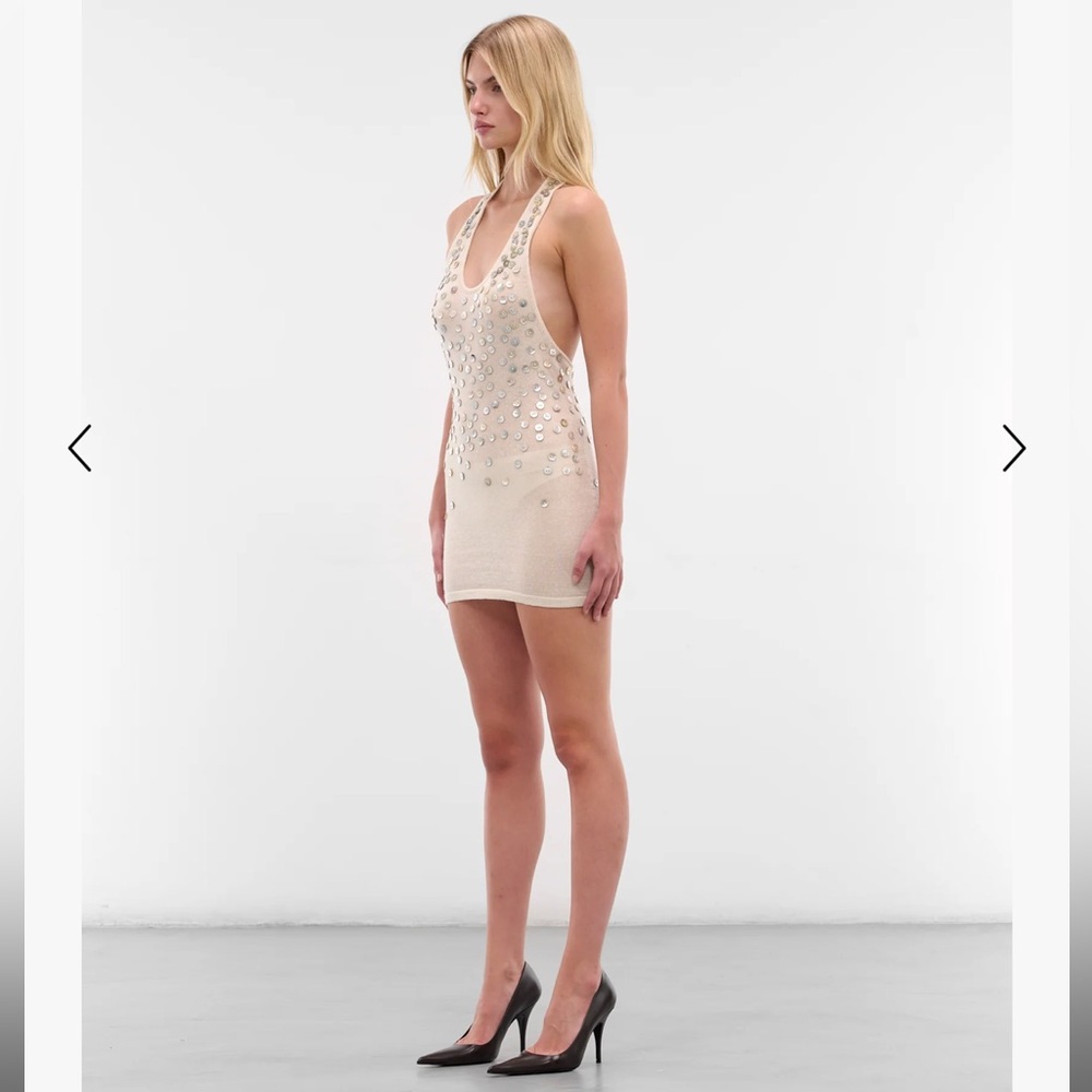 Aya Muse Oriel mini dress cream cashmere Elegant Cream Halter Dress - Picture 3 of 7